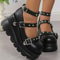 Midnight Rebel Studded Mary Jane Platform Heels 6