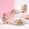 Luxe Glow Gold And Silver Low Heel Summer Sandals 2