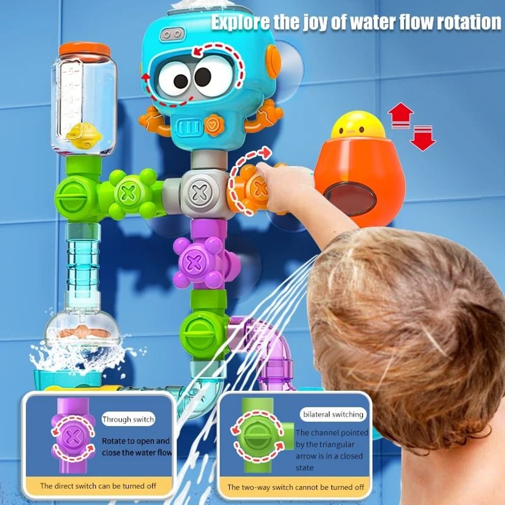 Splash And Spin Baby Bath Toys With Suction Cups And Water Tubes Set 5
