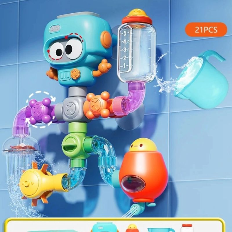 Splash And Spin Baby Bath Toys With Suction Cups And Water Tubes Set 1