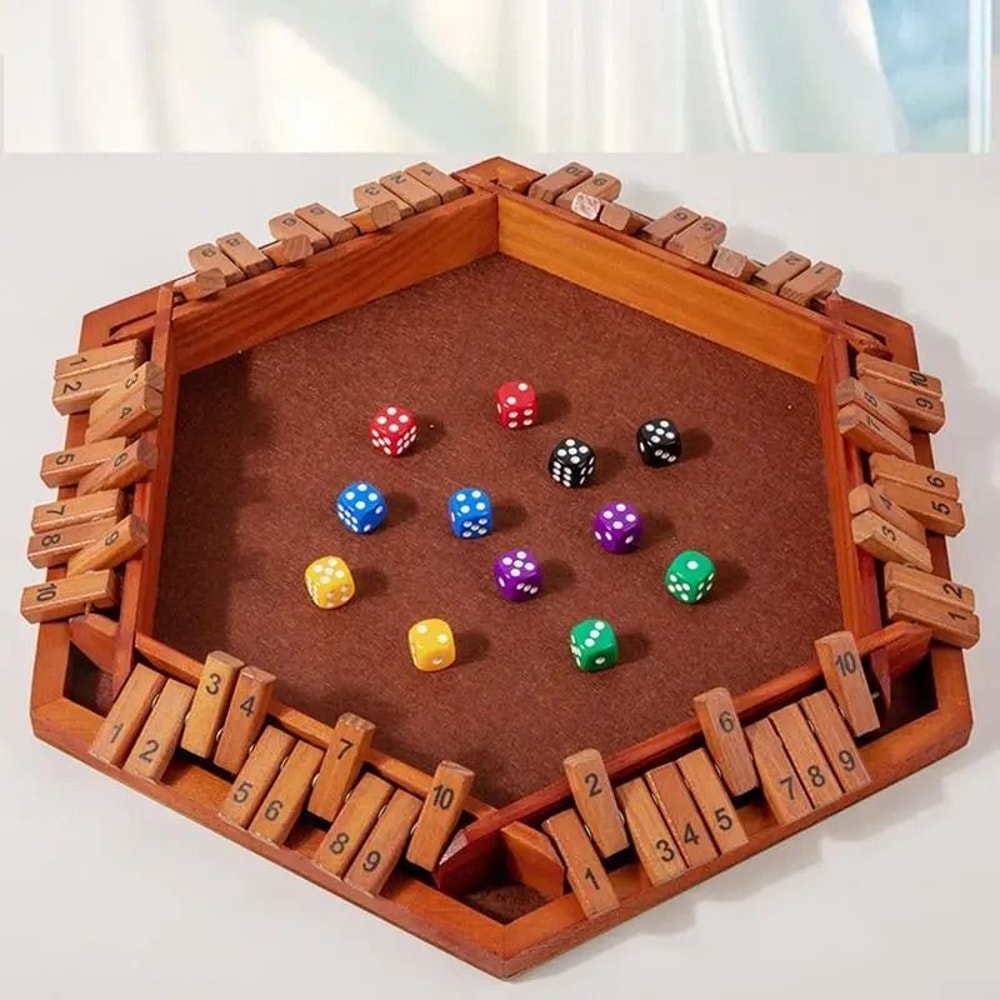 Classic Shut The Box Wooden Dice Board Game For Family Fun 6