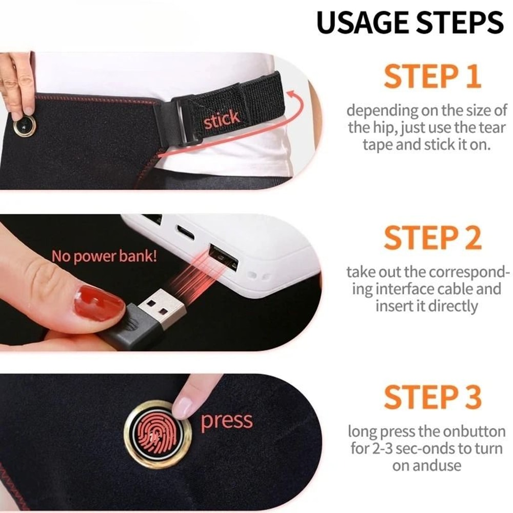 Cordless Heated Hip Brace With Massager For Lower Back And Sciatica Support 8
