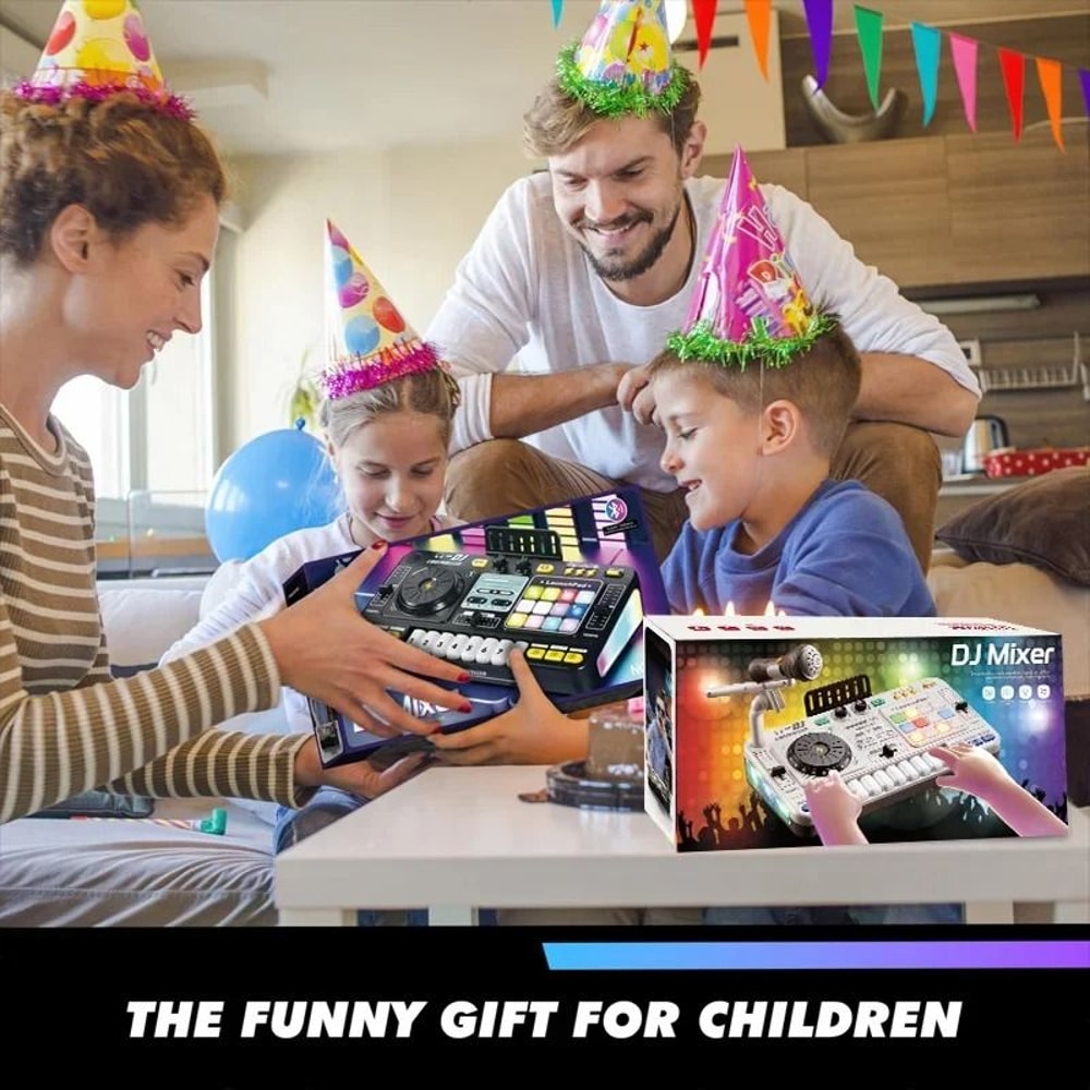 Kids DJ Mixer Toy With Electronic Piano Keyboard And Sound Effects 6