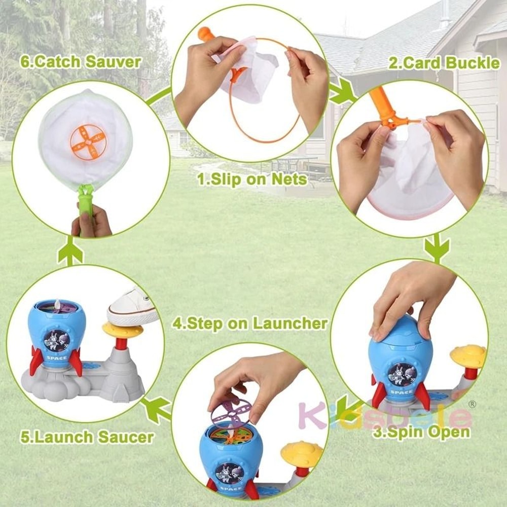 Rocket Butterfly Catching Game Foot Pedal Launcher Toy For Kids 4