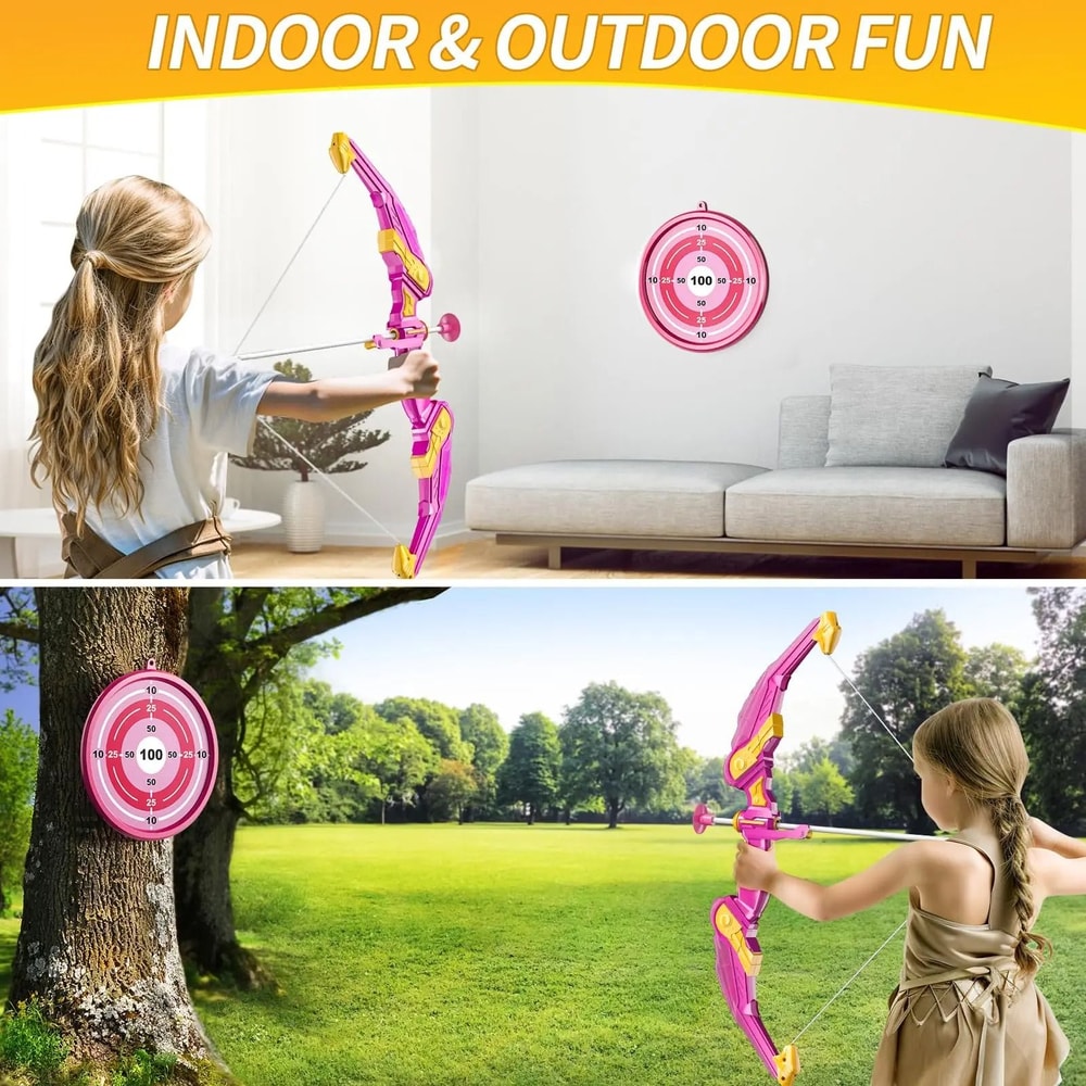 Kids Bow And Arrow Set Indoor Outdoor Archery Toy With Target 5