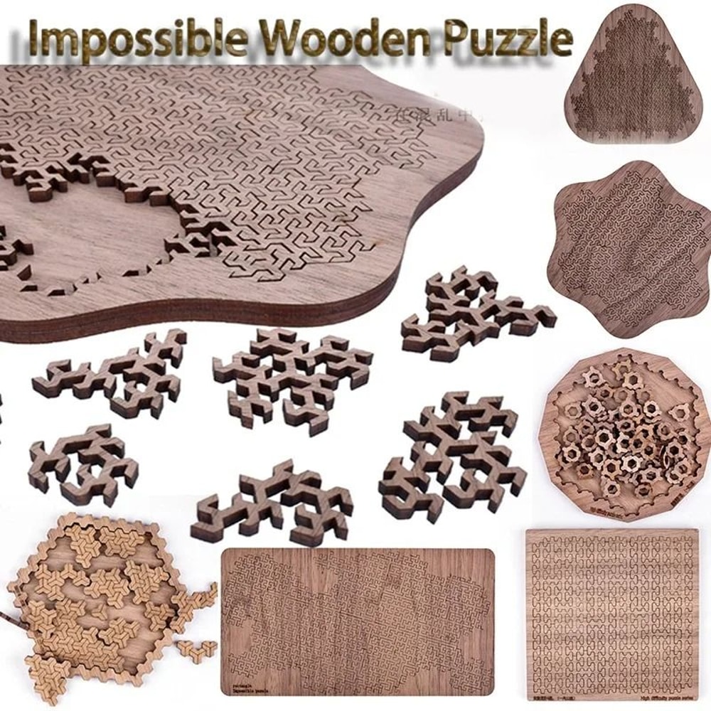Impossible Wooden Puzzle For Adults 3D Brain Teaser Game 0