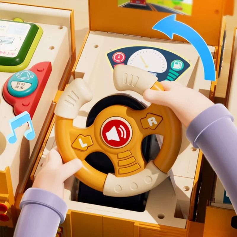 Toddler School Bus Toy With Steering Wheel Sound And Light 5