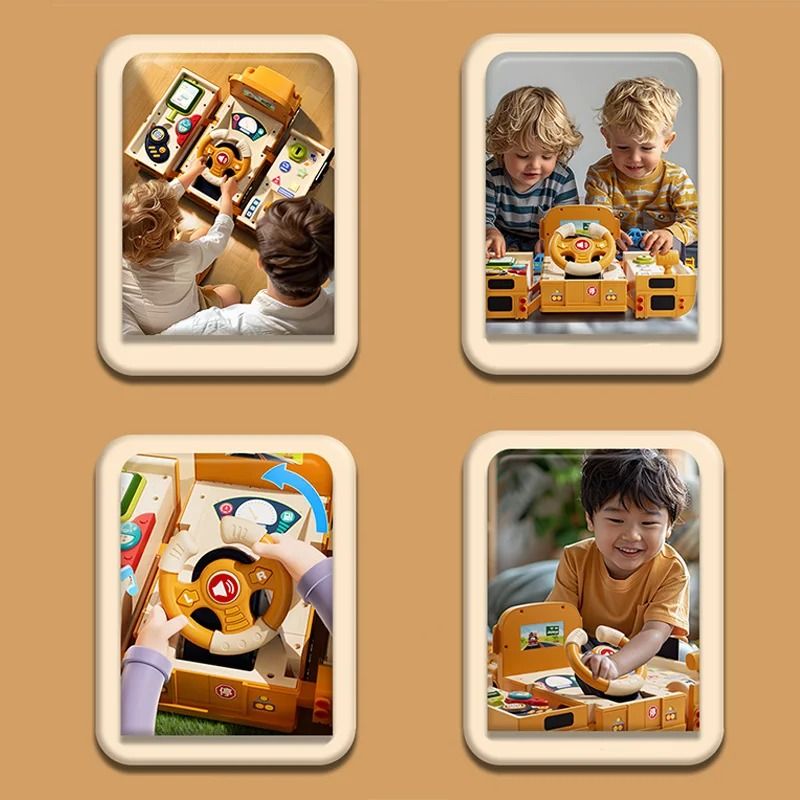 Toddler School Bus Toy With Steering Wheel Sound And Light 6