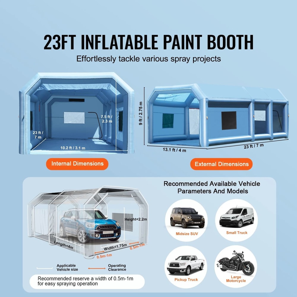 SucceBuy Inflatable Paint Booth Portable Car Spray Booth With Air Filtration 4