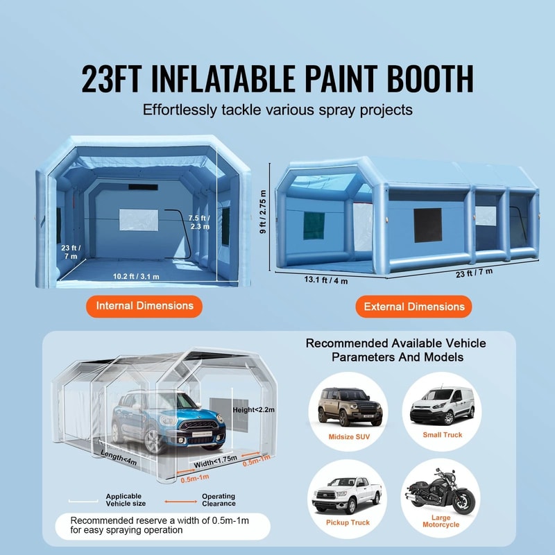 SucceBuy Inflatable Paint Booth Portable Car Spray Booth With Air Filtration 4