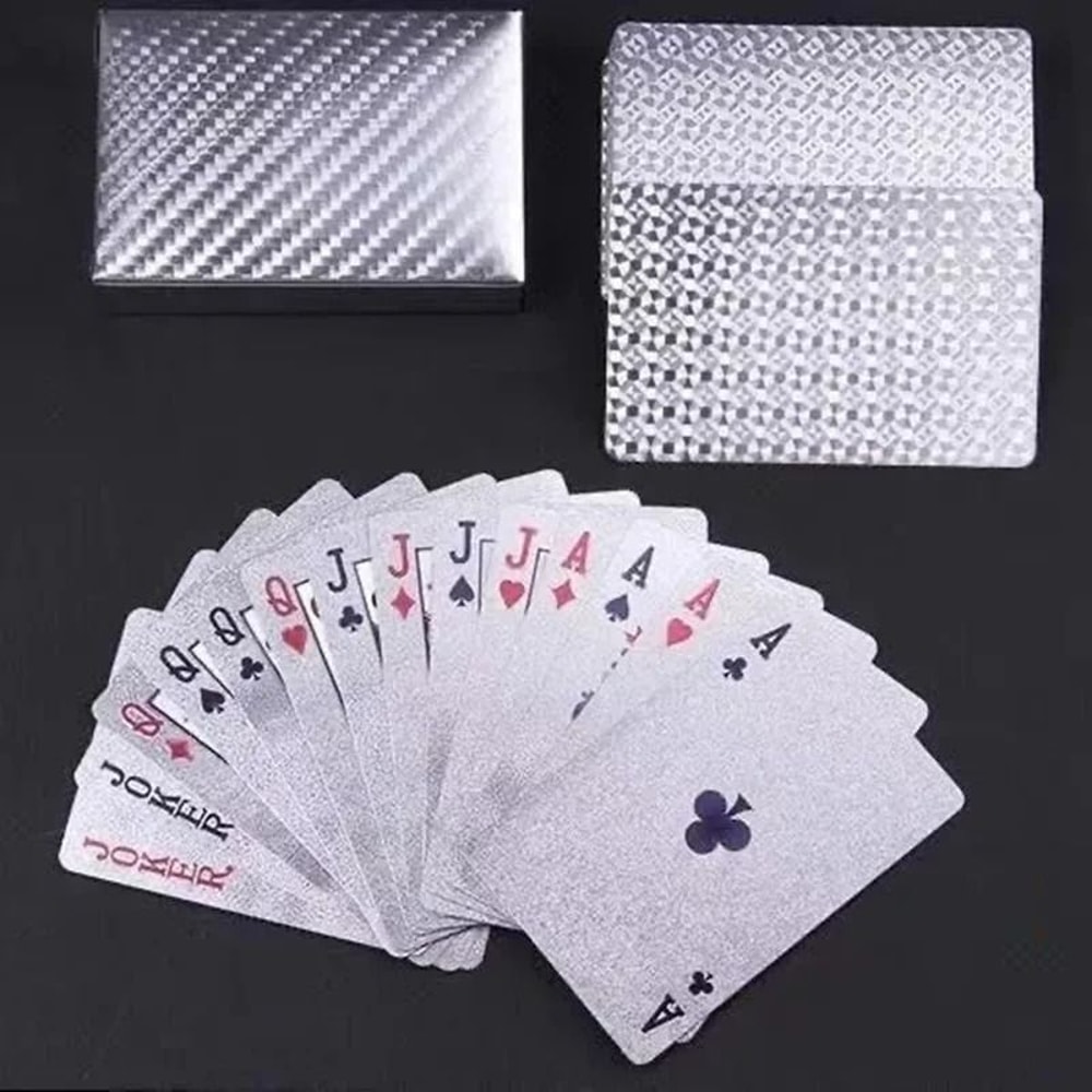 Silver Foil Playing Cards Waterproof Luxury Poker Deck 4