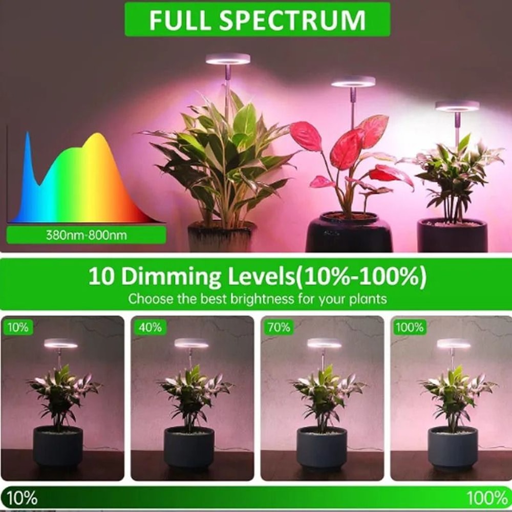 LED Grow Light Full Spectrum Adjustable Dimmable Plant Lamp With Timer 7