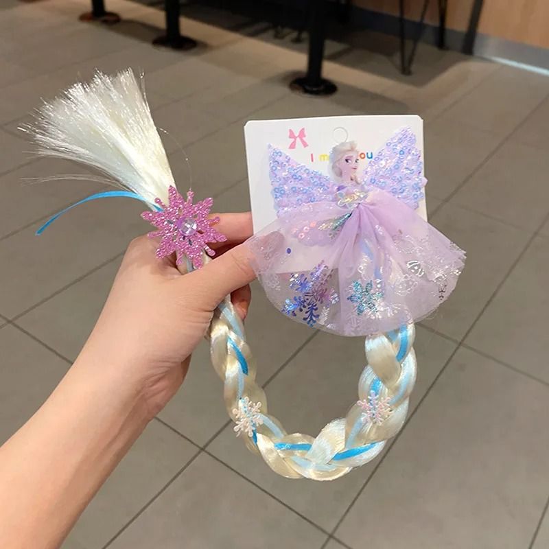 Elsa Princess Wig For Girls Frozen Braid Hair Clip Costume Accessory 1