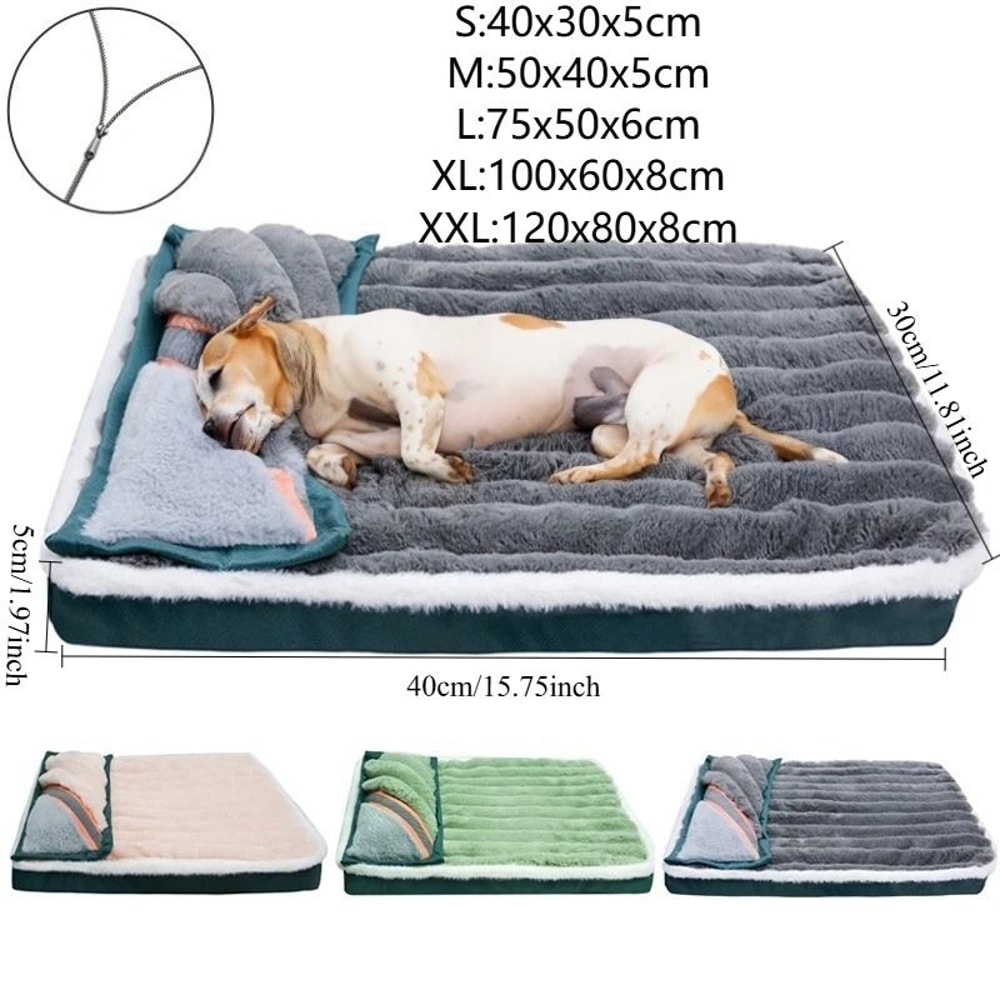 Winter Dog Bed Fleece Detachable Washable Pet Blanket Mat 4