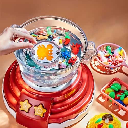Kids Electric Hot Pot Kitchen Playset with Bubble Light and Sound