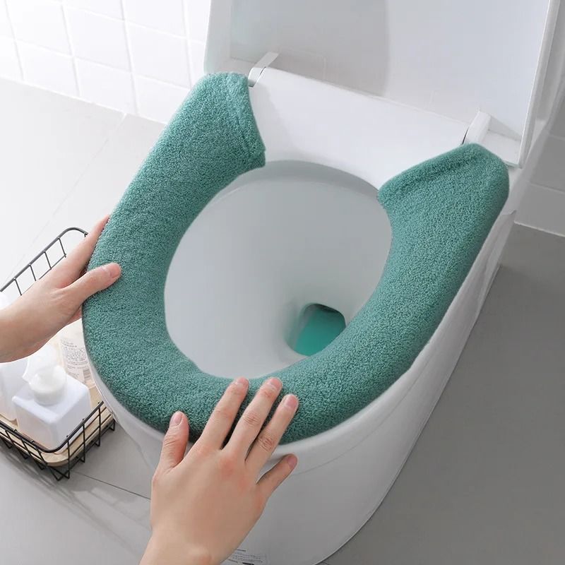 Extra Thick Universal Toilet Seat Cover Pad With Button Fastener 5
