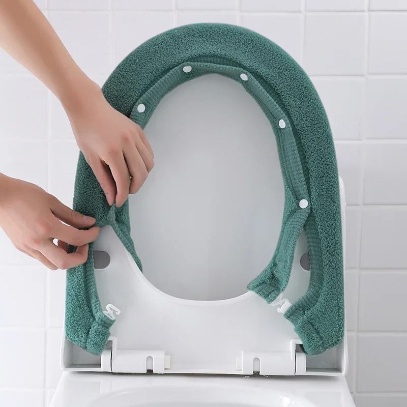 Extra Thick Universal Toilet Seat Cover Pad With Button Fastener 8
