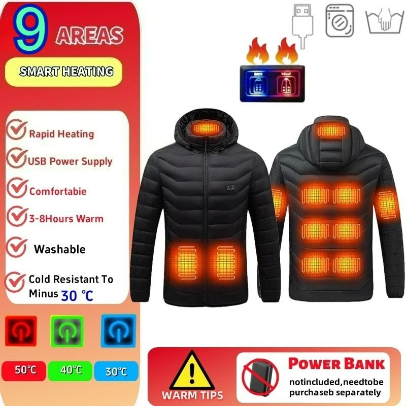 23 Zone USB Heated Jacket Winter Self Heating Coat For Men And Women 8