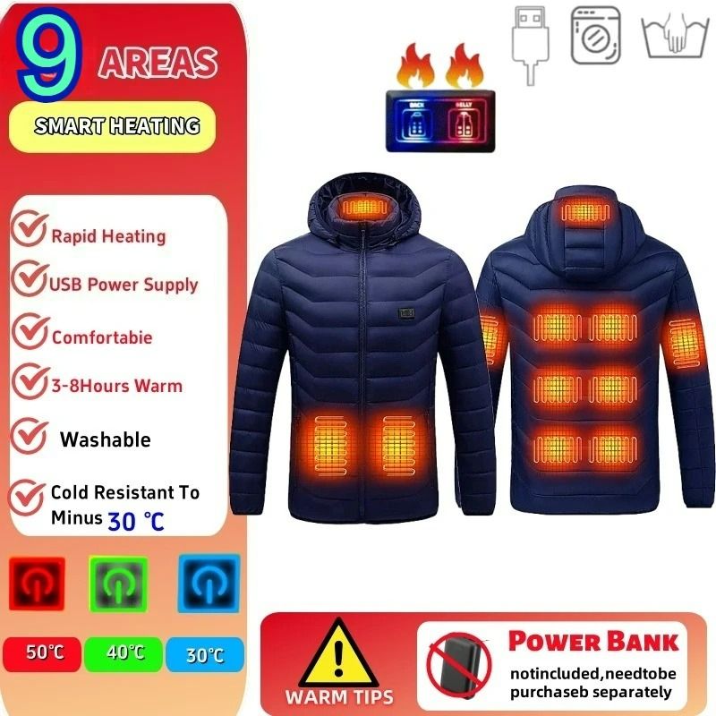 23 Zone USB Heated Jacket Winter Self Heating Coat For Men And Women 9
