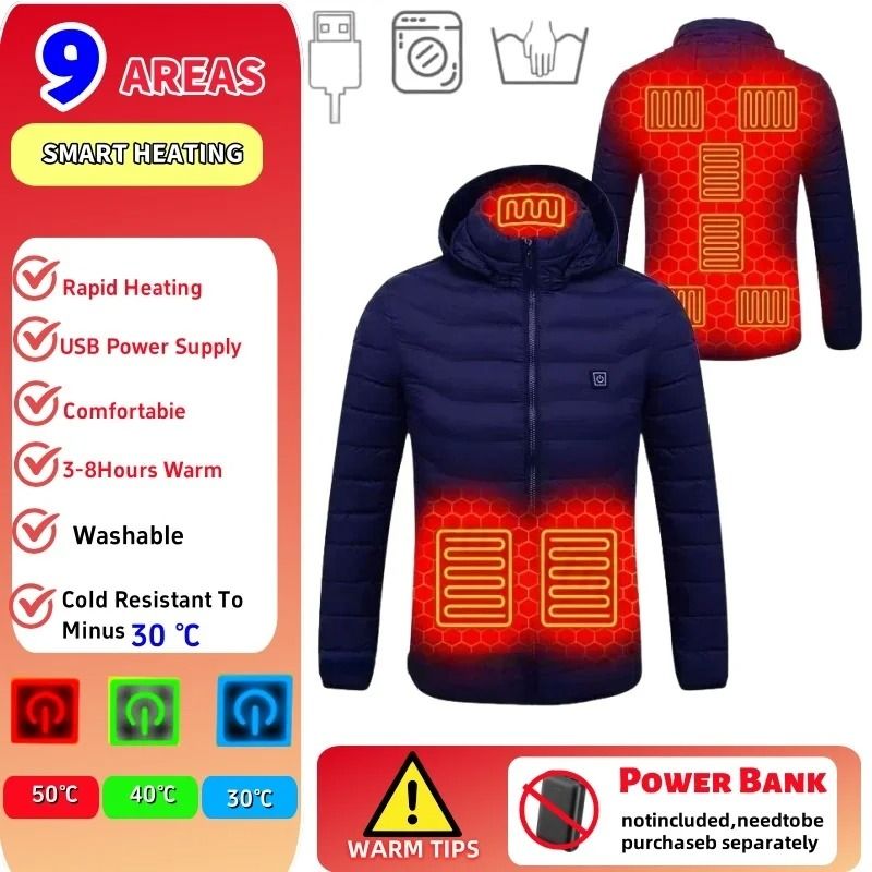 23 Zone USB Heated Jacket Winter Self Heating Coat For Men And Women 11