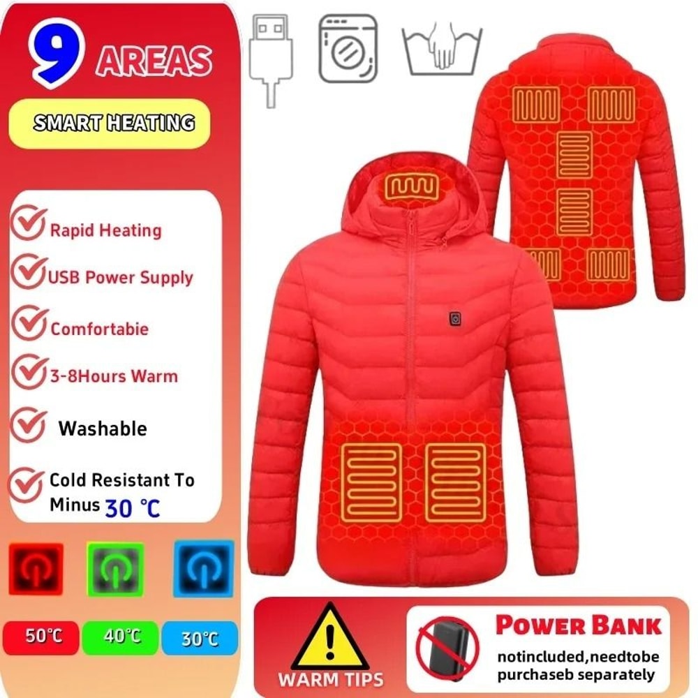 23 Zone USB Heated Jacket Winter Self Heating Coat For Men And Women 14