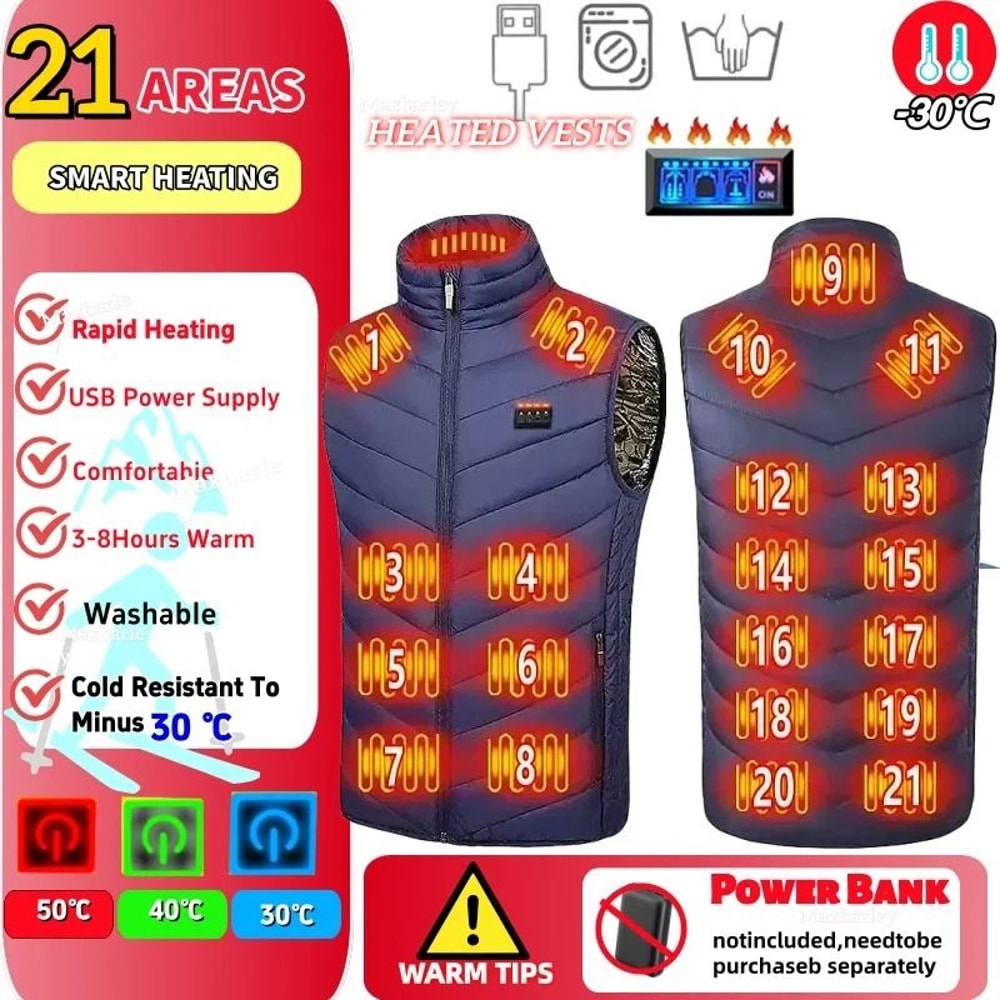 23 Zone USB Heated Jacket Winter Self Heating Coat For Men And Women 13