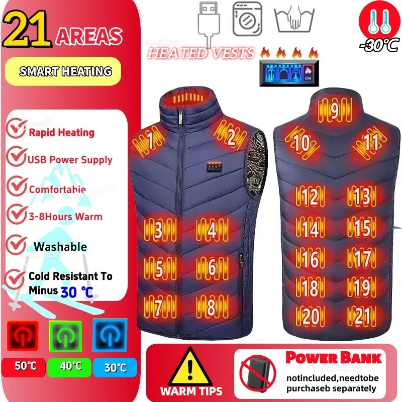 23 Zone USB Heated Jacket Winter Self Heating Coat For Men And Women 13