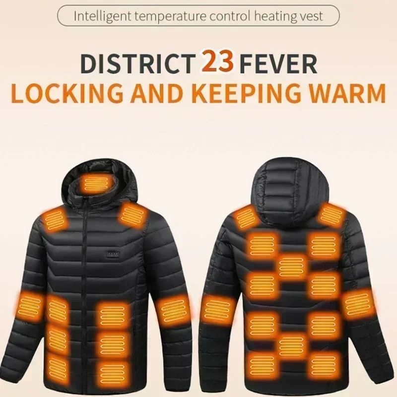 23 Zone USB Heated Jacket Winter Self Heating Coat For Men And Women 16