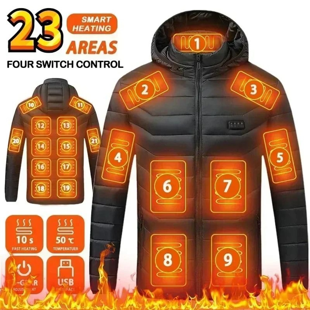 23 Zone USB Heated Jacket Winter Self Heating Coat For Men And Women 18