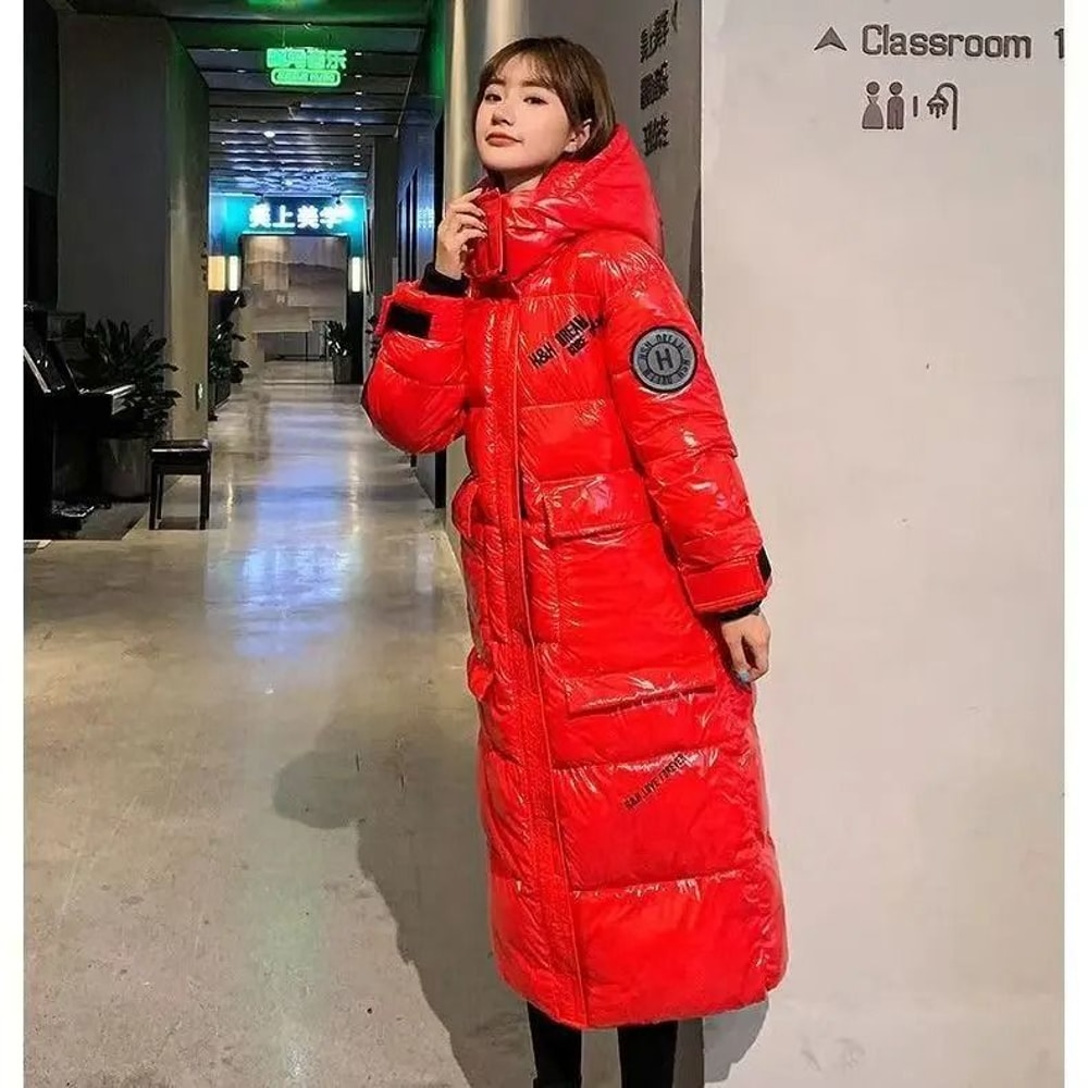 Luxury Long White Duck Down Jacket Waterproof Hooded Winter Coat 7