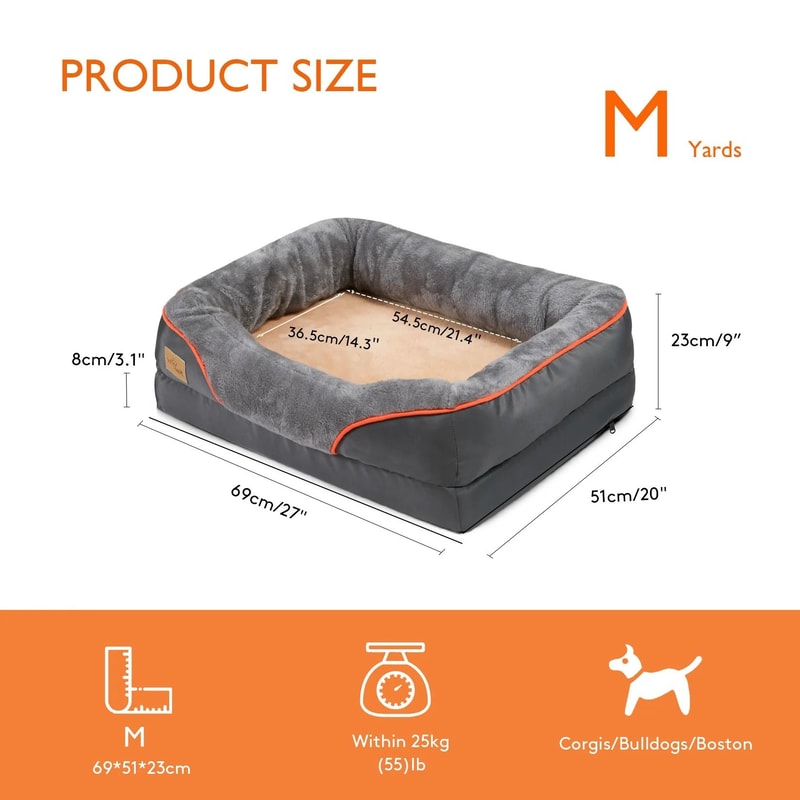 Jumbo Orthopedic Memory Foam Dog Bed With Bolstered Sofa Design 0