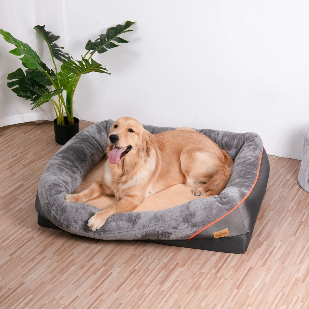 Jumbo Orthopedic Memory Foam Dog Bed With Bolstered Sofa Design 9