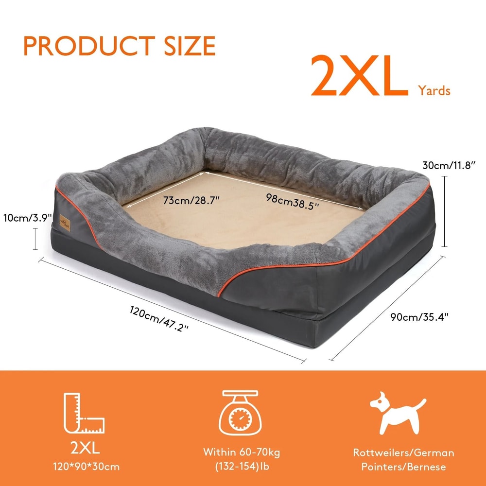 Jumbo Orthopedic Memory Foam Dog Bed With Bolstered Sofa Design 3