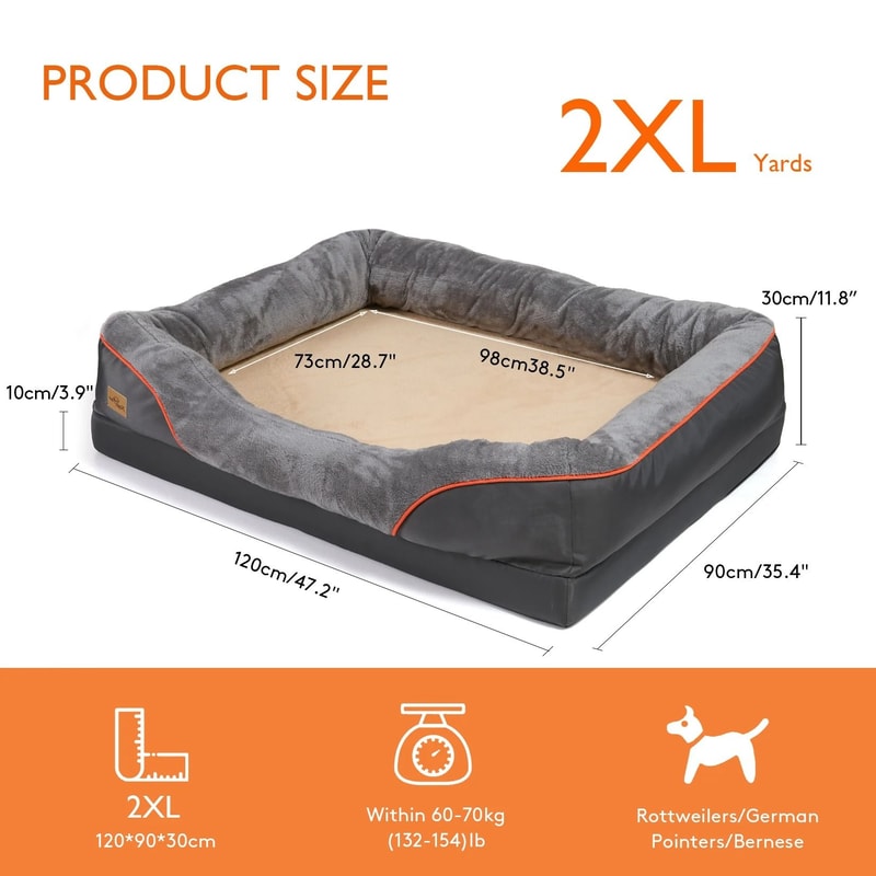 Jumbo Orthopedic Memory Foam Dog Bed With Bolstered Sofa Design 3
