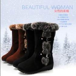 womens mid calf winter snow boots with warm fur lining