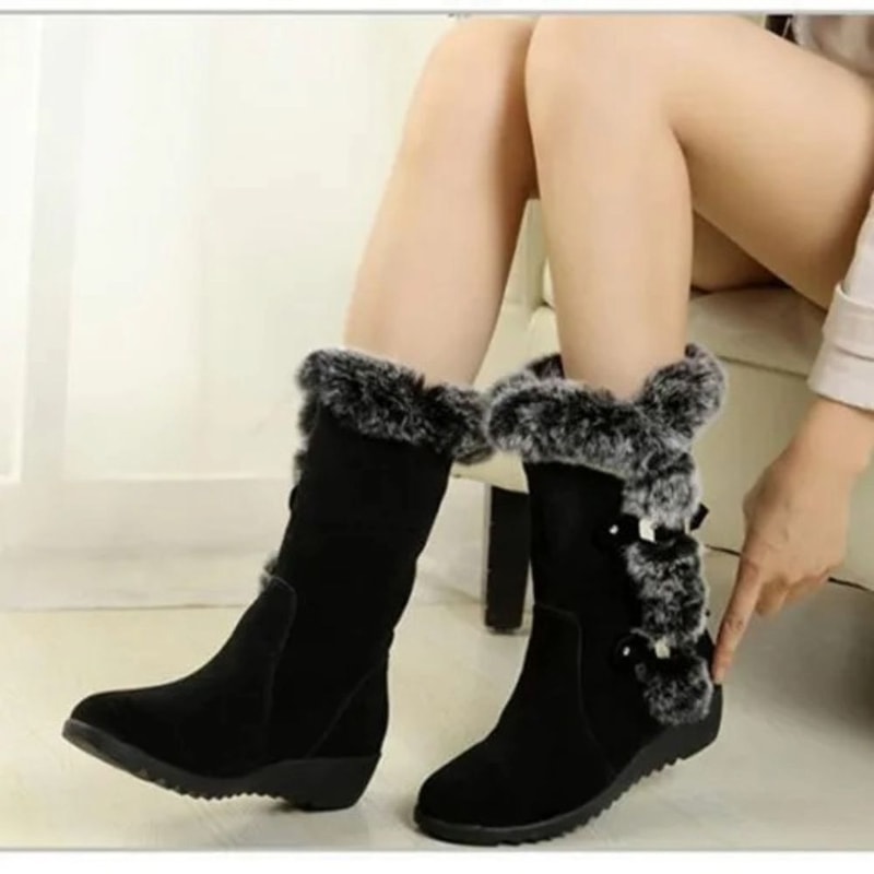 Womens Mid Calf Winter Snow Boots With Warm Fur Lining 2
