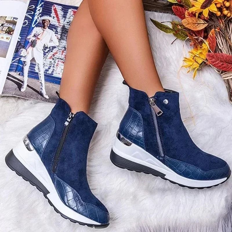 Womens High Top Platform Sneakers With Wedge Sole And Side Zipper 5