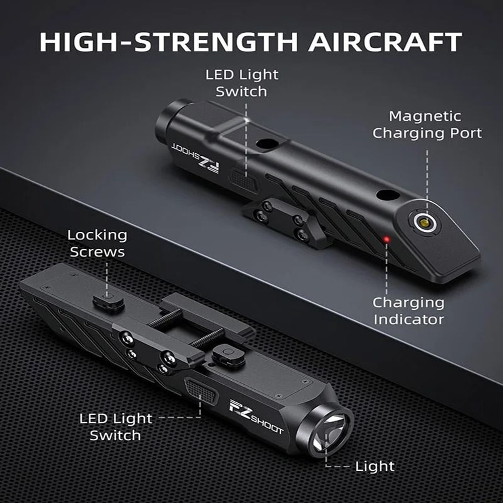 1700 Lumens Tactical LED Flashlight With Picatinny Rail Mount And Strobe Mode 1