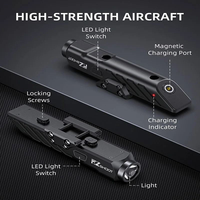1700 Lumens Tactical LED Flashlight With Picatinny Rail Mount And Strobe Mode 1