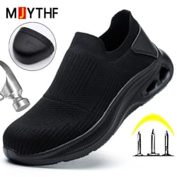 breathable mens steel toe safety work sneakers anti slip lightweight