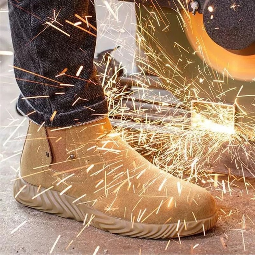 Mens Cowhide Welding Safety Boots Anti Scalding Puncture Proof Work Shoes 5