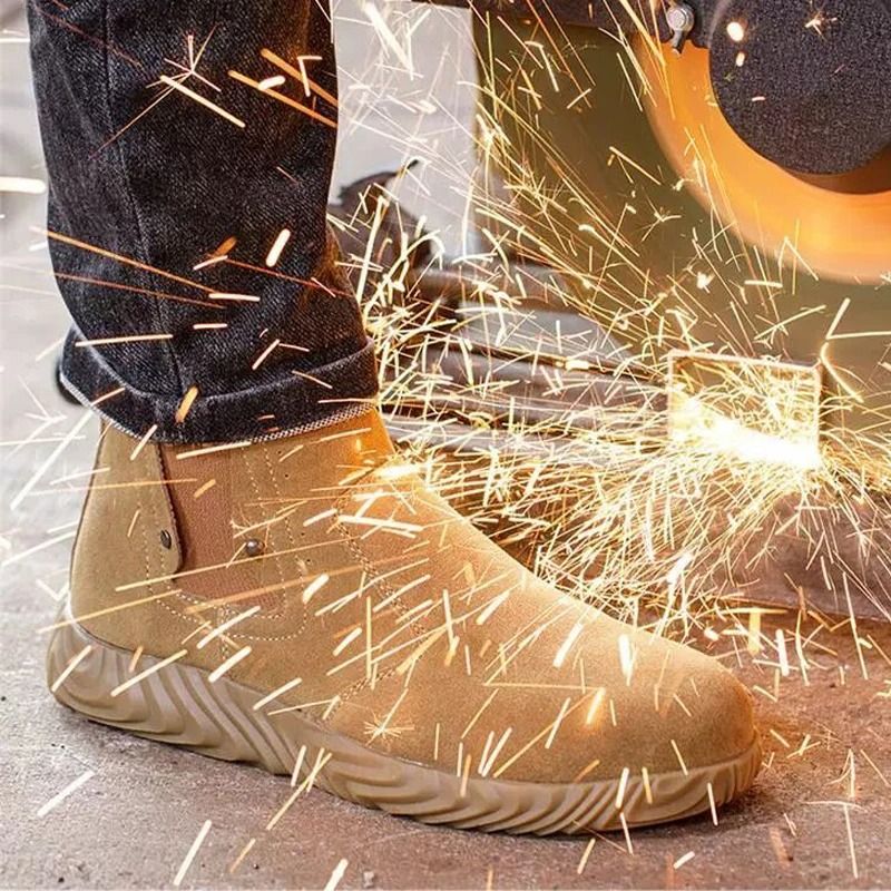 Mens Cowhide Welding Safety Boots Anti Scalding Puncture Proof Work Shoes 5