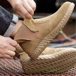mens cowhide welding safety boots anti scalding puncture proof work shoes