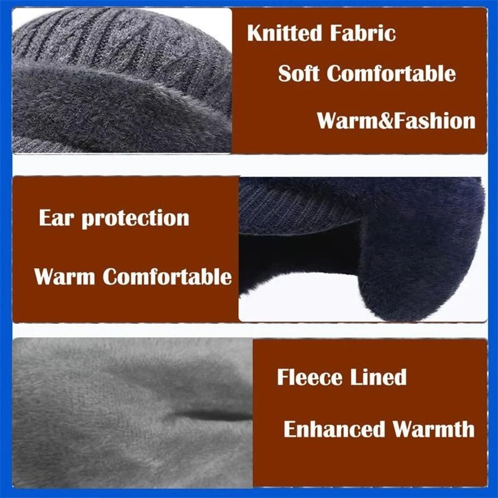 Unisex Plush Fur Lined Winter Earflap Beanie Hat For Outdoor Sports 5