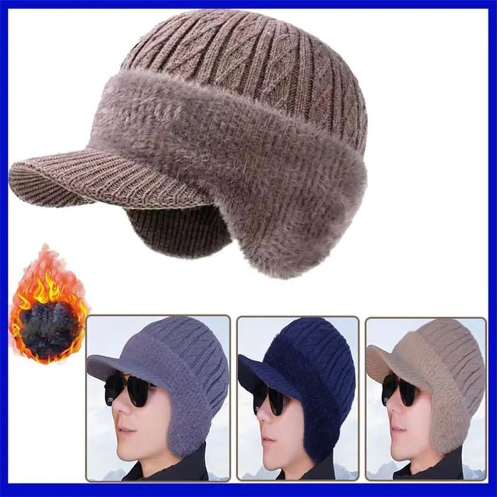 Unisex Plush Fur Lined Winter Earflap Beanie Hat For Outdoor Sports 0