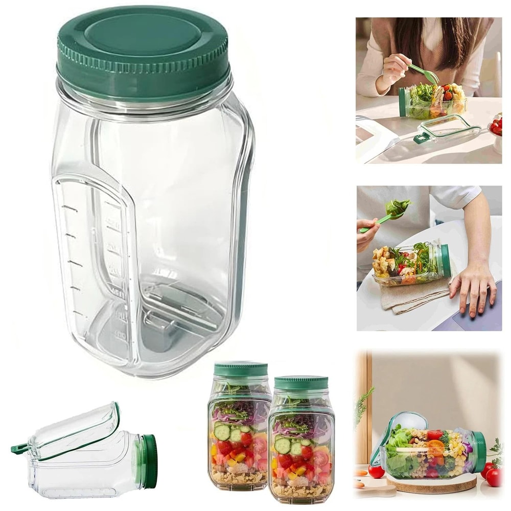 Leakproof Portable Salad Box With Side Opening Lid For Lunch And Fruit 0