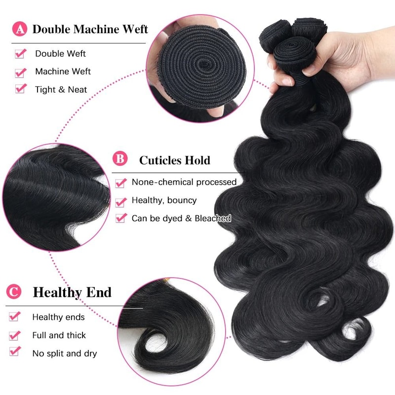 Brazilian Body Wave Remy Human Hair Bundles Double Weft Extensions 38 To 40 Inch 5