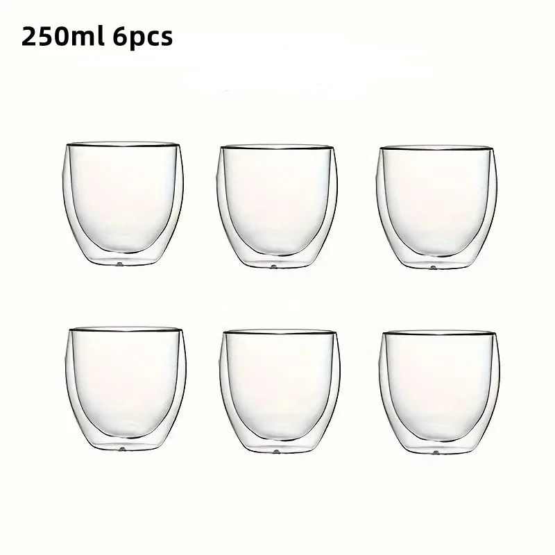 Double Wall Insulated Glass Espresso Cups Clear Thermal Coffee Mugs 80ml 250ml 450ml 2