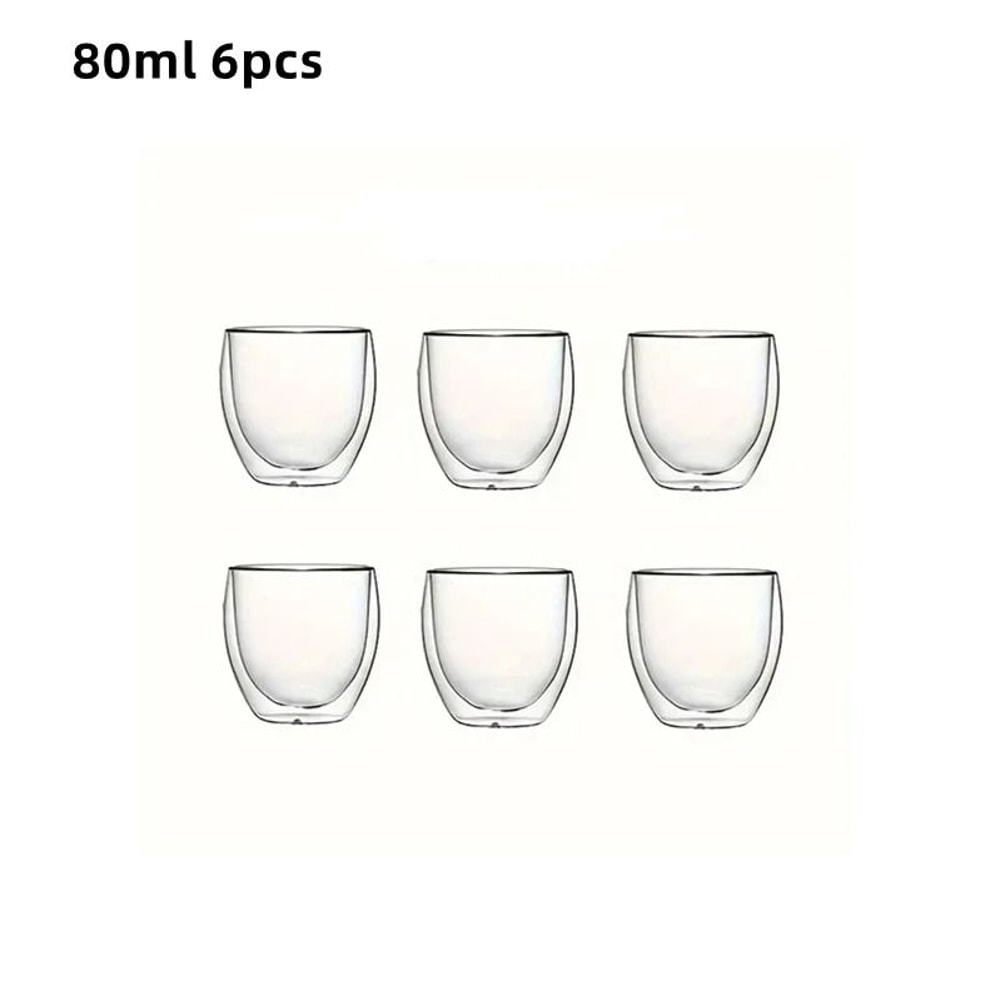 Double Wall Insulated Glass Espresso Cups Clear Thermal Coffee Mugs 80ml 250ml 450ml 1