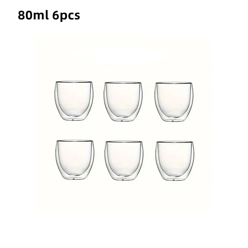 Double Wall Insulated Glass Espresso Cups Clear Thermal Coffee Mugs 80ml 250ml 450ml 1